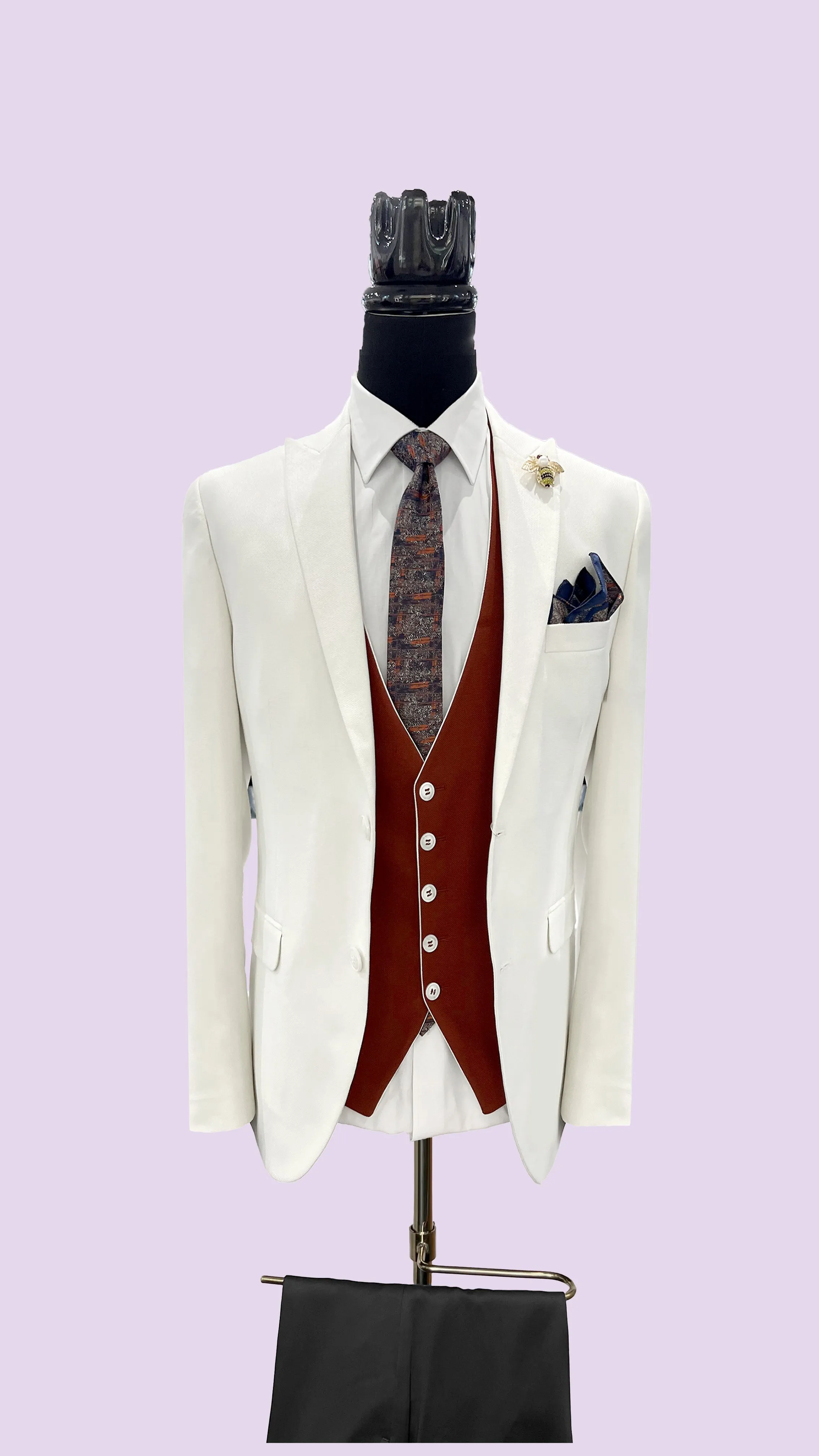 Ivory Panache Men's Three-Piece Suit by Vercini