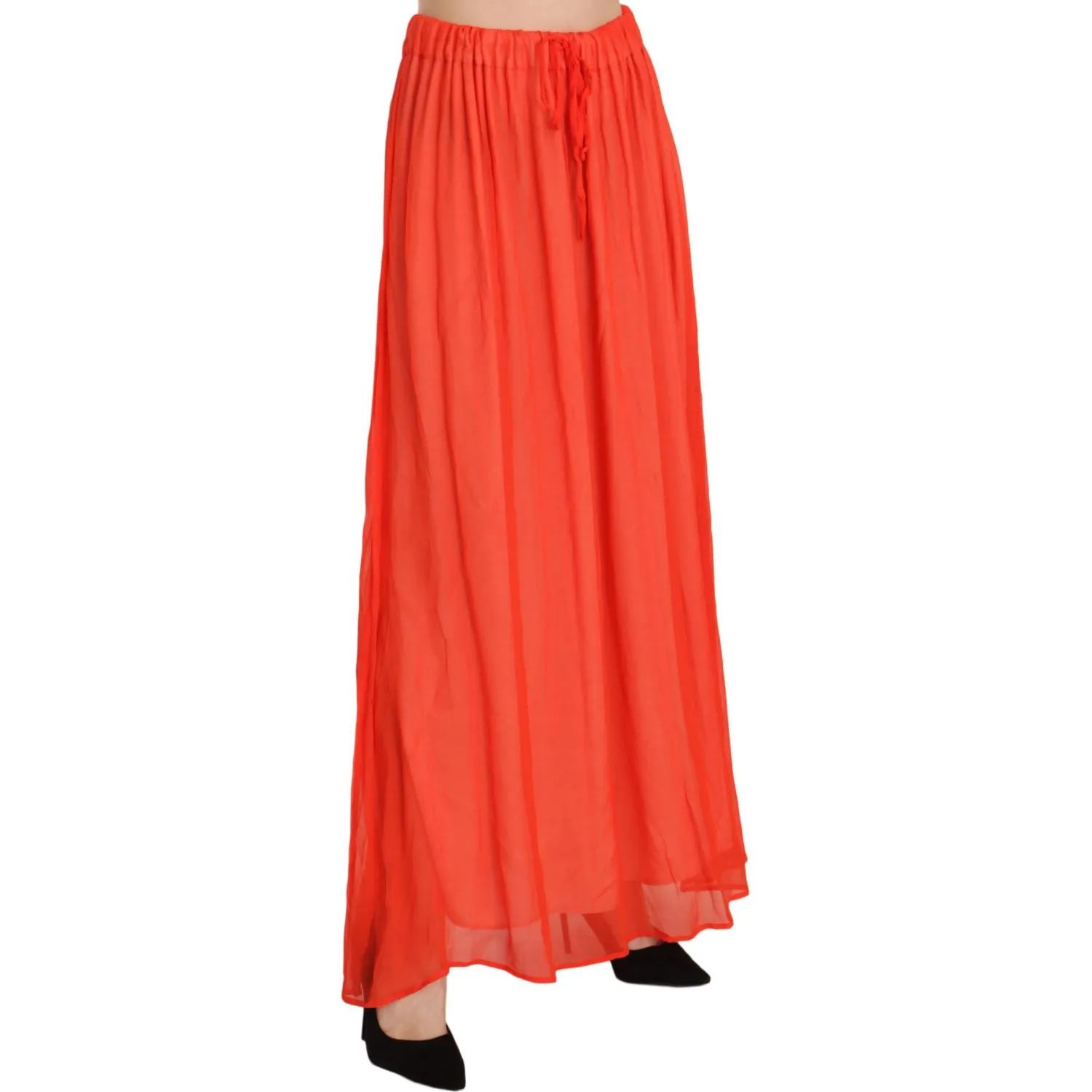 Jucca Elegant Orange Pleated Maxi Skirt