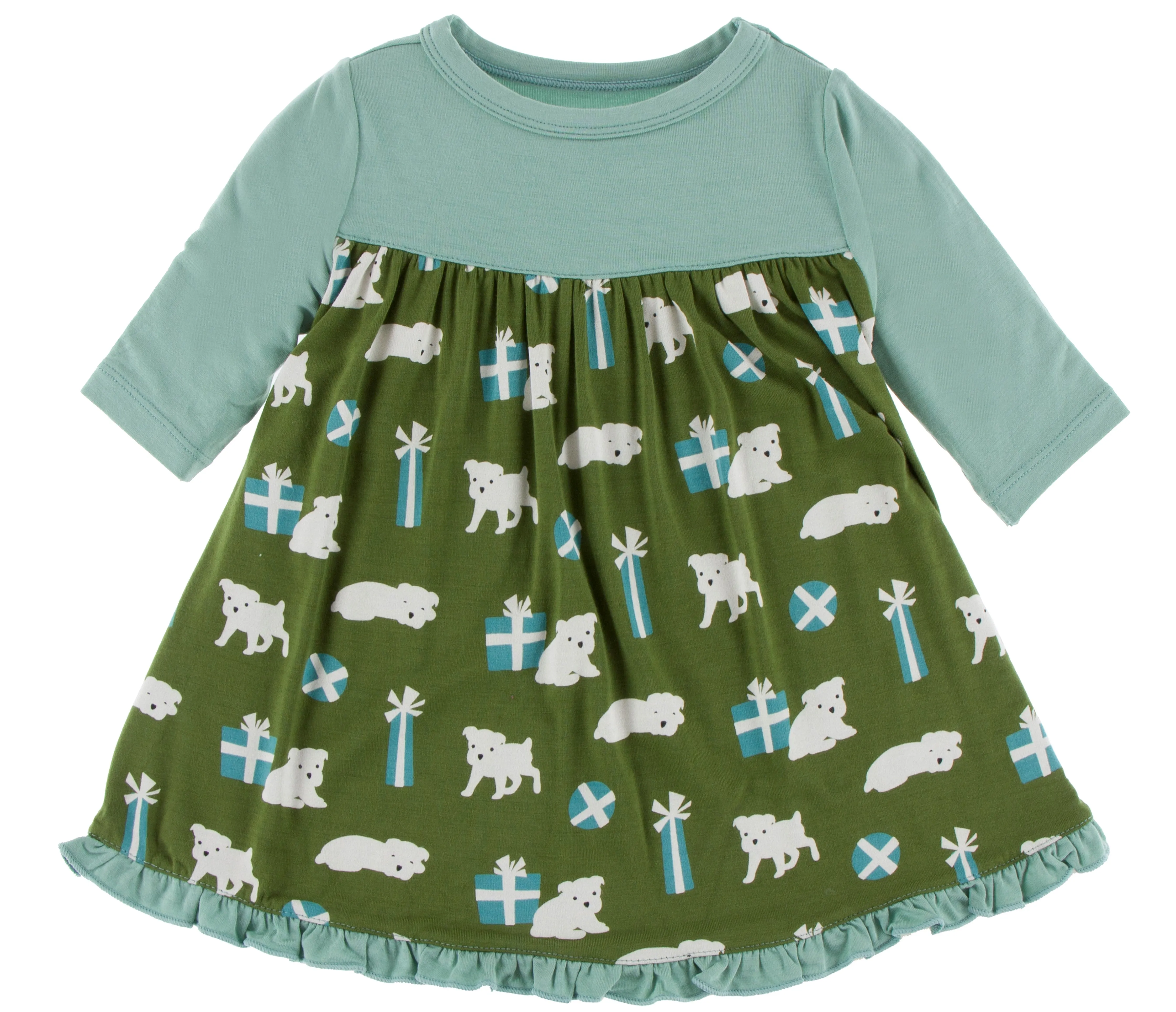 KicKee Pants Moss Puppies and Presents Classic L/S Swing Dress