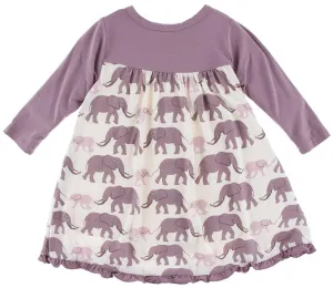 KicKee Pants Natural Elephants Classic KP Long Sleeve Swing Dress