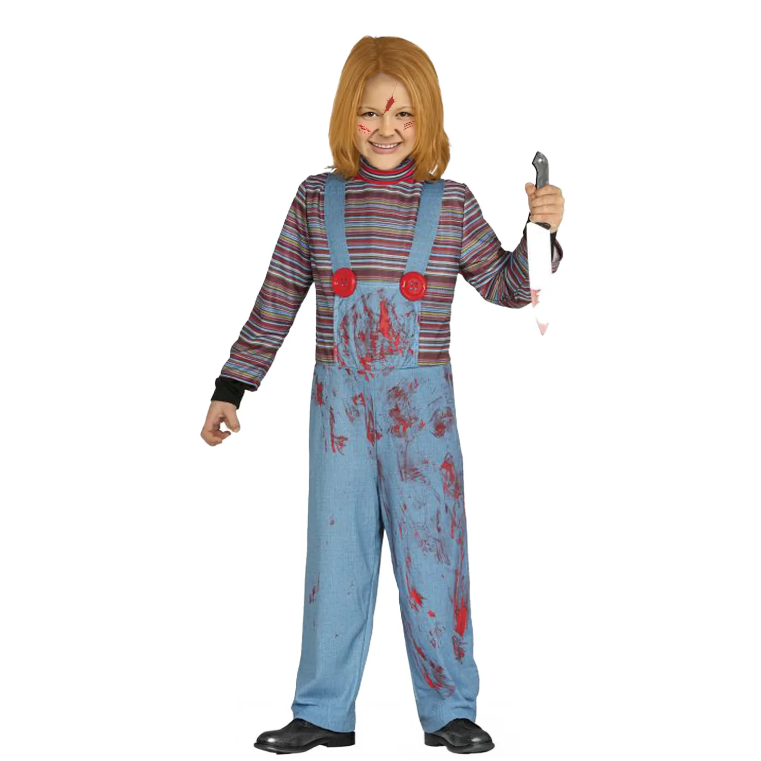 Kids Bloodstained Chucky Halloween Fancy Dress Costume