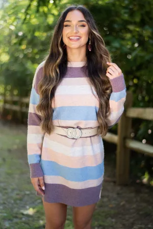 Lasting Love Mauve Multi Striped Dress