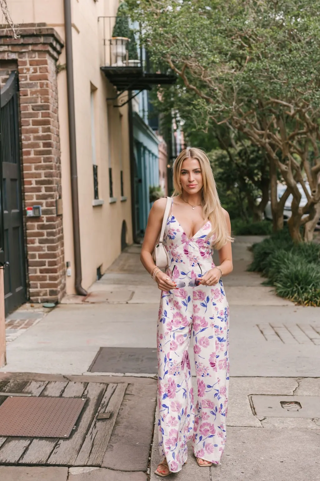 Lavender Floral Print Wide Leg Jumpsuit - FINAL SALE