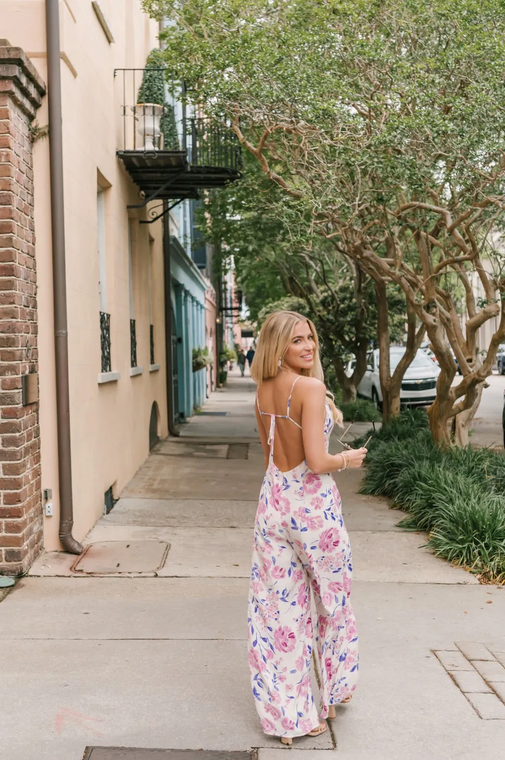 Lavender Floral Print Wide Leg Jumpsuit - FINAL SALE