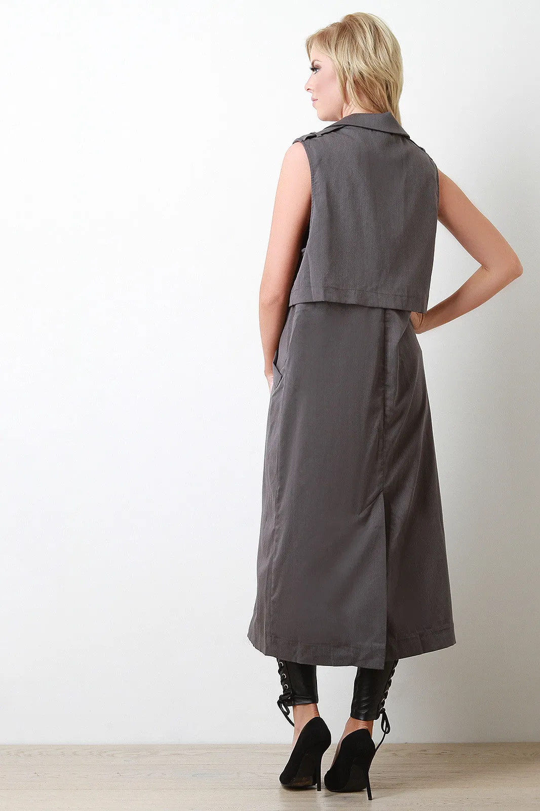 Layered Sleeveless Oversize Trench Coat