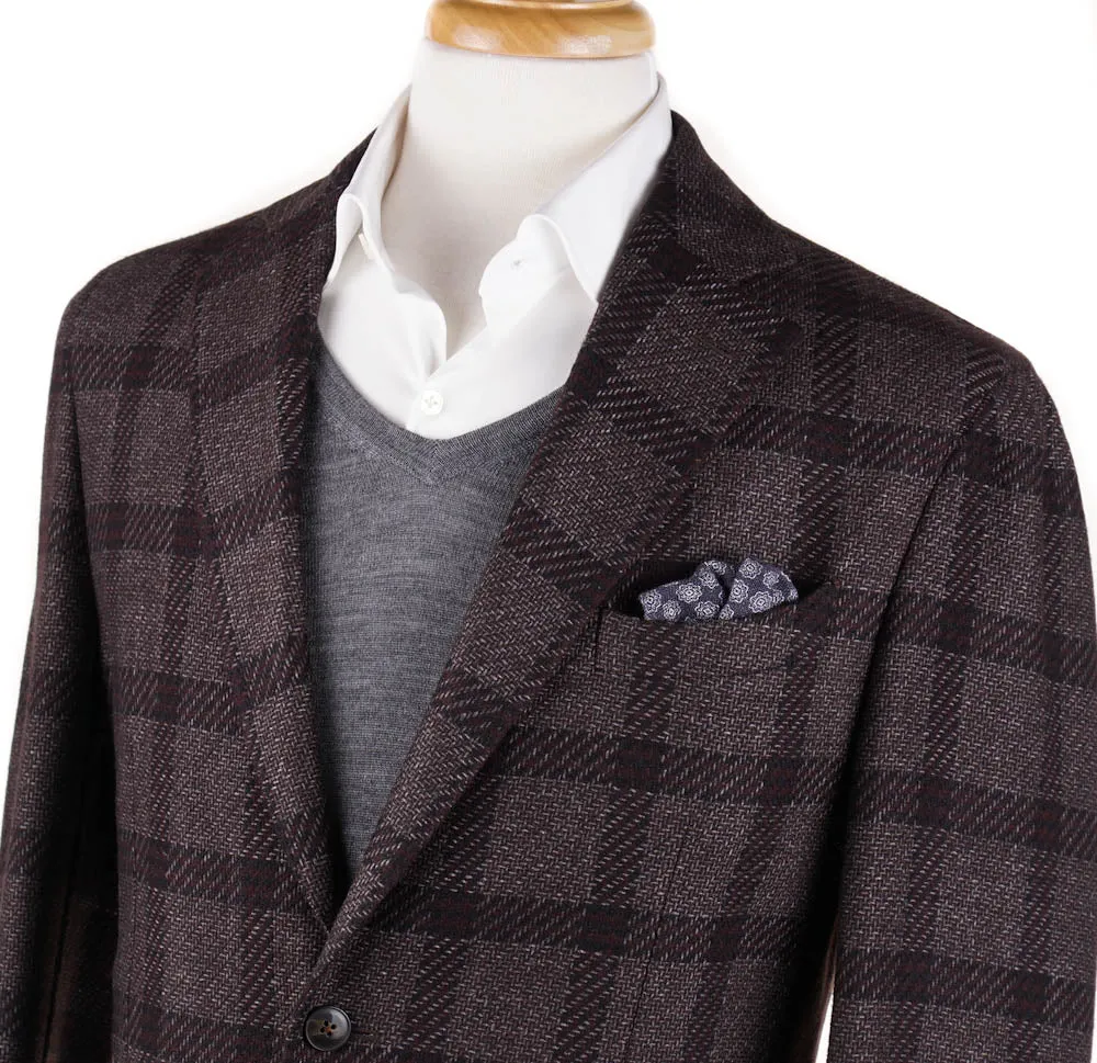 L.B.M. 1911 Brown-Burgundy Check Sport Coat