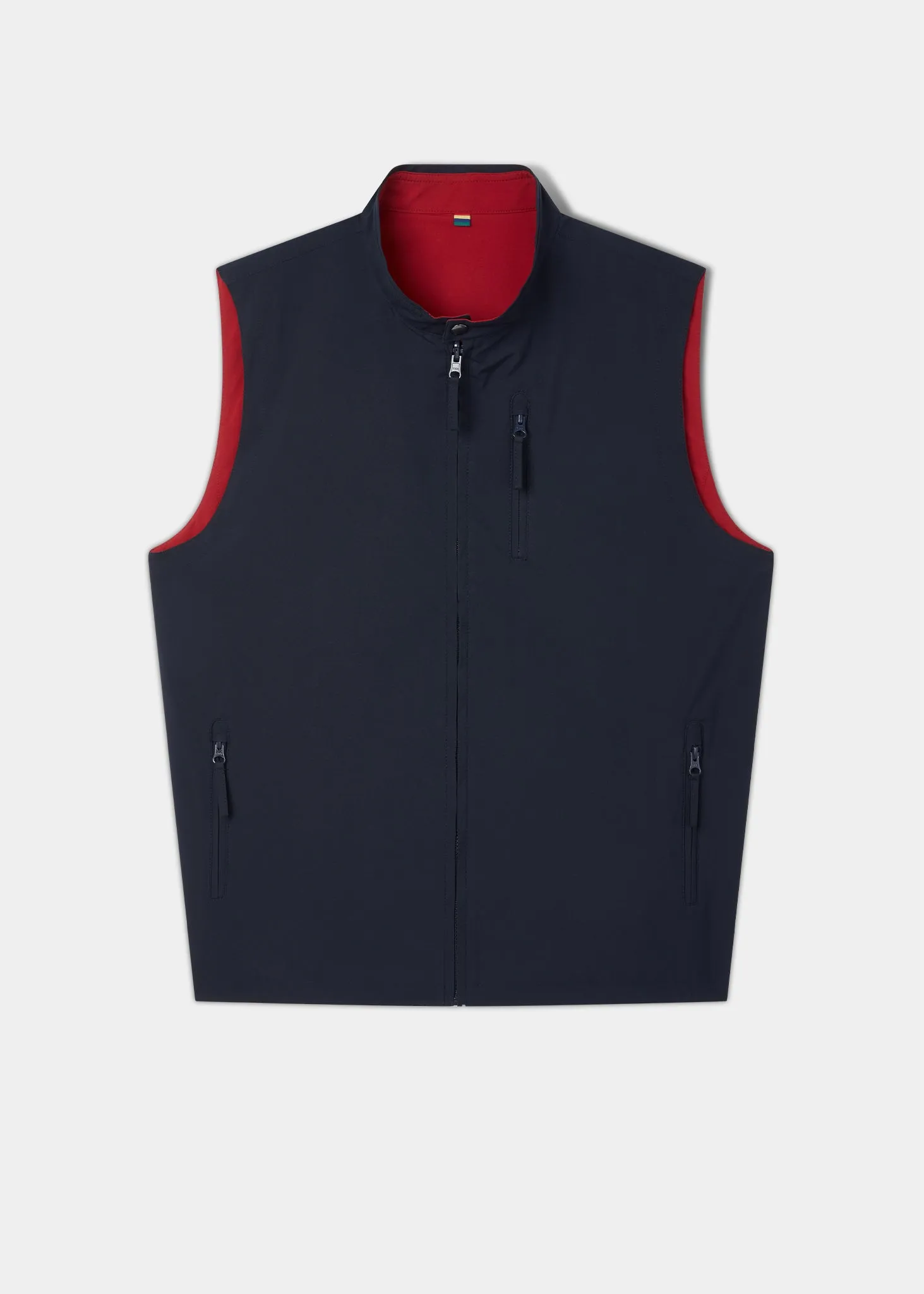 Lettoch Reversible Lightweight Summer Gilet In Navy and Red - Regular Fit