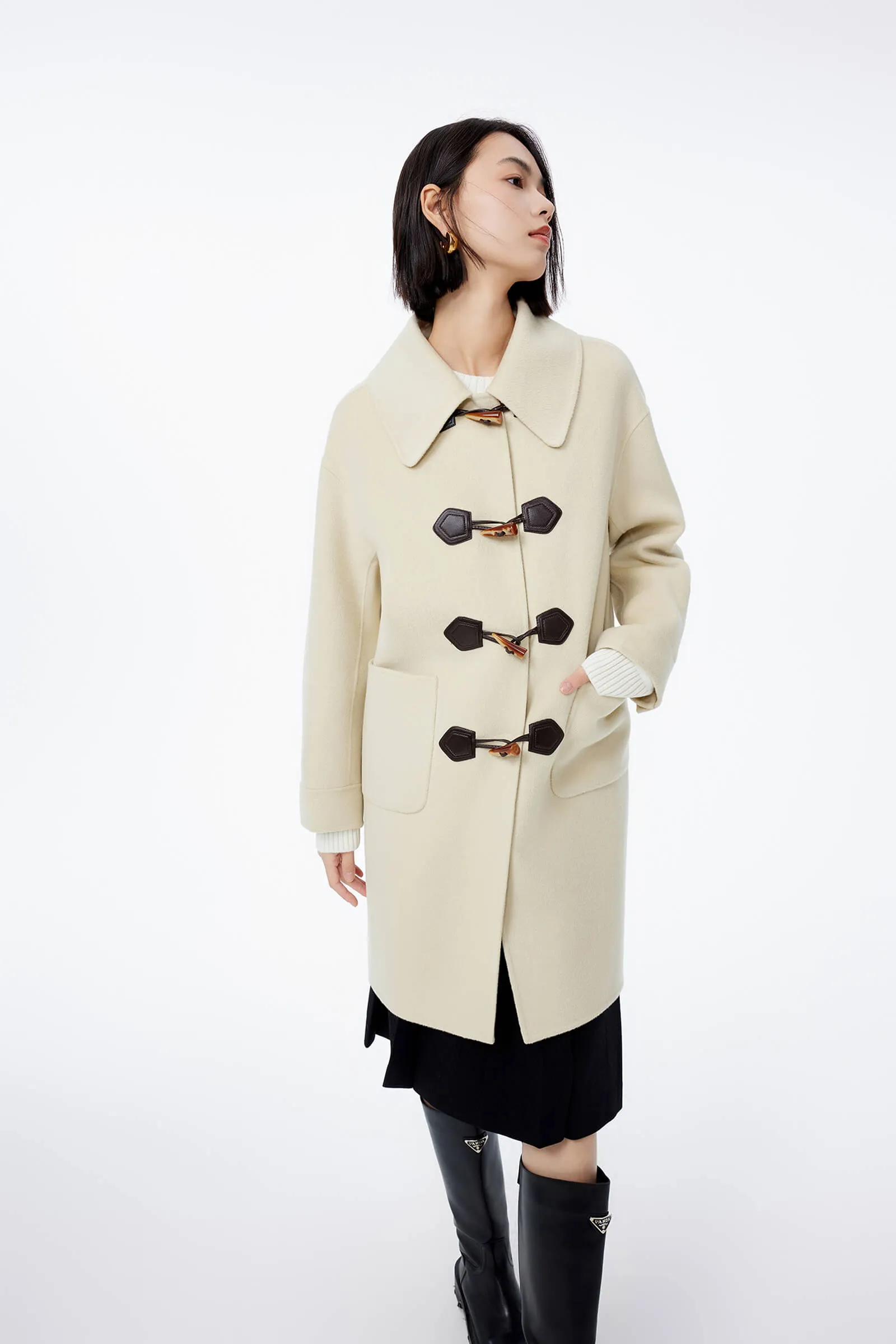 LILY Full Wool College-Style Long Coat