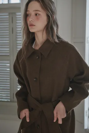 [MAUSOLEUM] FW 24 Gemma wool half coat-Brown