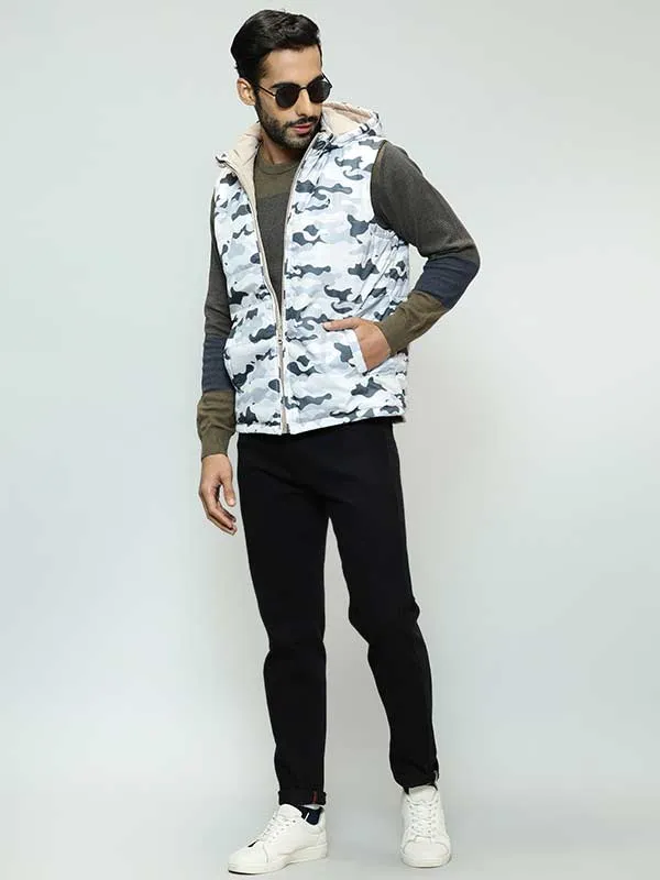 Men Printed Sleeveless Gilet Jacket