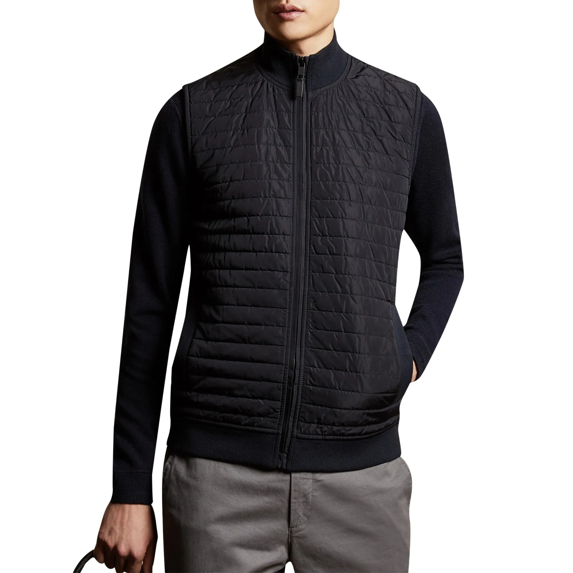 Men Rapids-Quilted Jersey Gilet - Navy