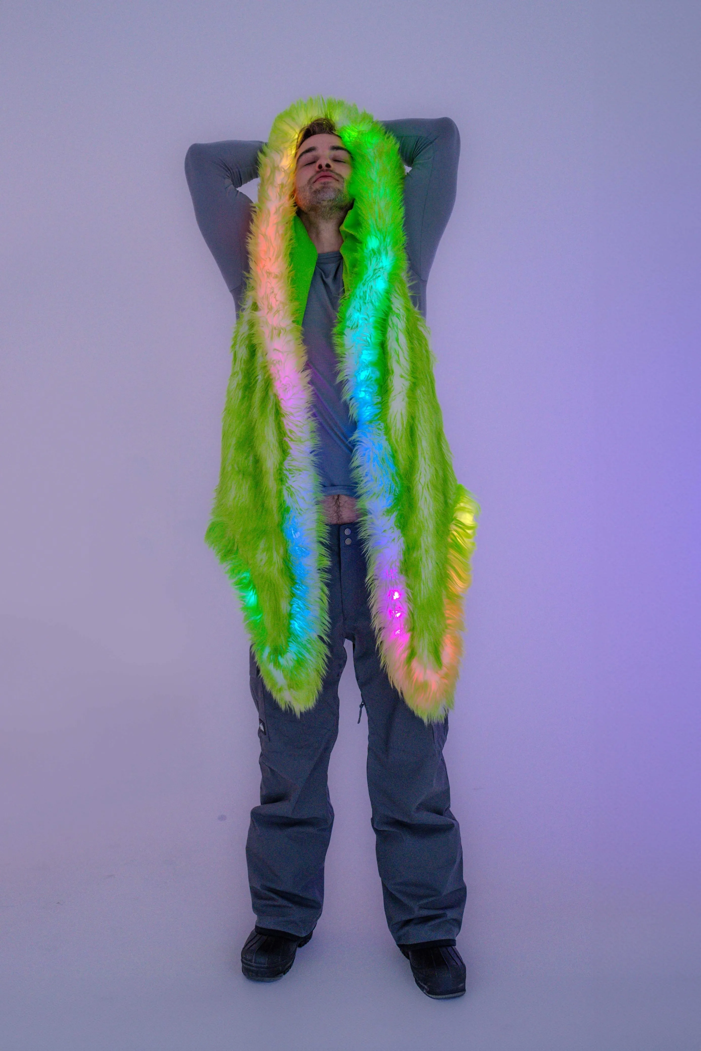 Men's LED Fur Vest in "Just The Tip-Lime" STOCK