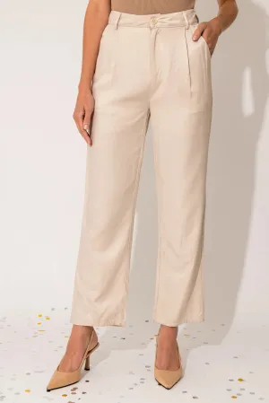 Mid Waist Satin Crop Plated Pants