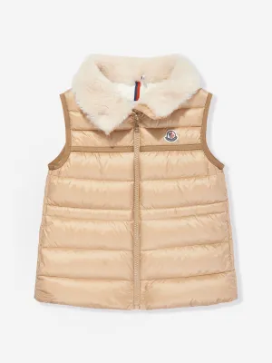 Moncler Enfant Girls Down Padded Elisheba Gilet in Beige