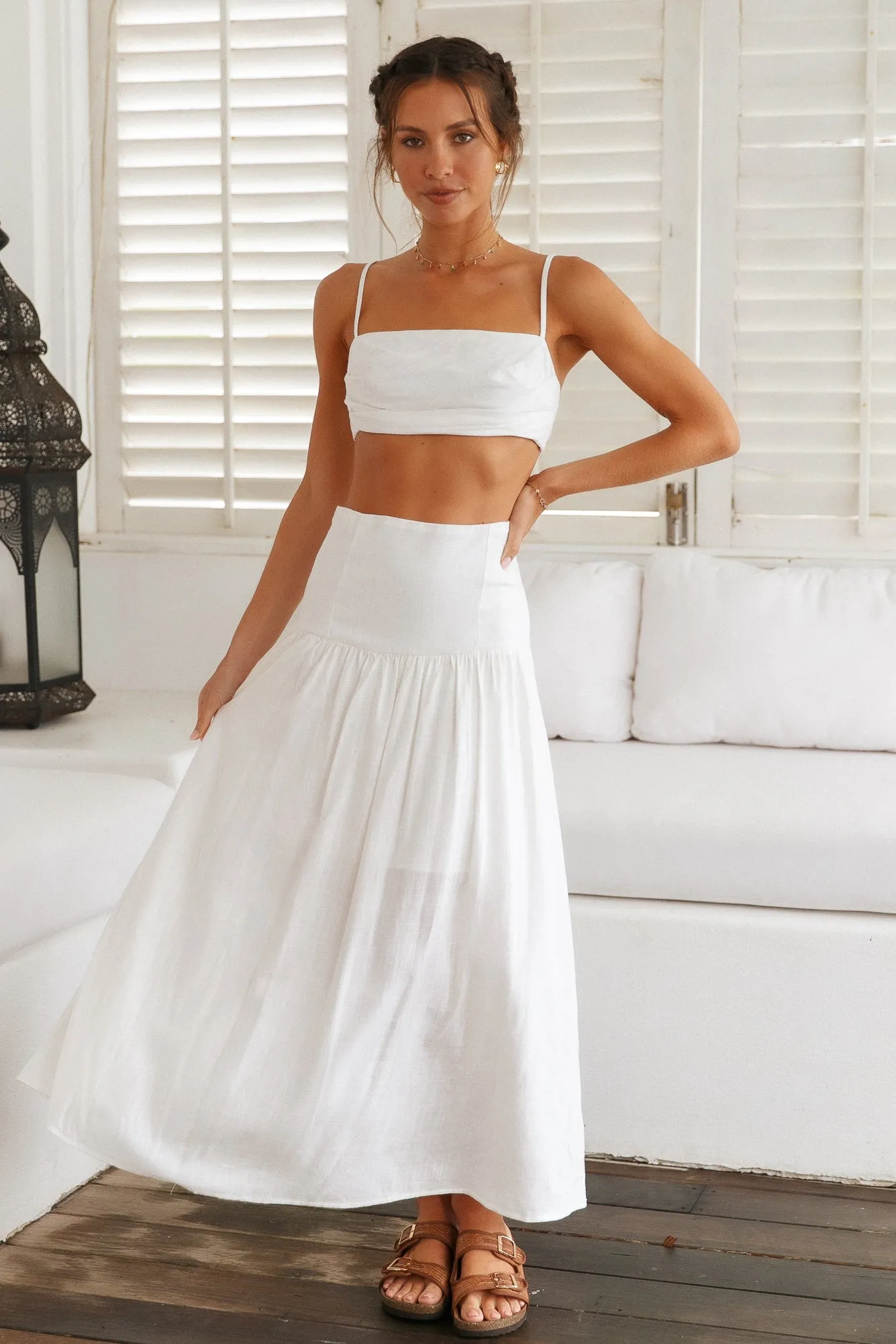 Natural Fragrance Maxi Skirt White