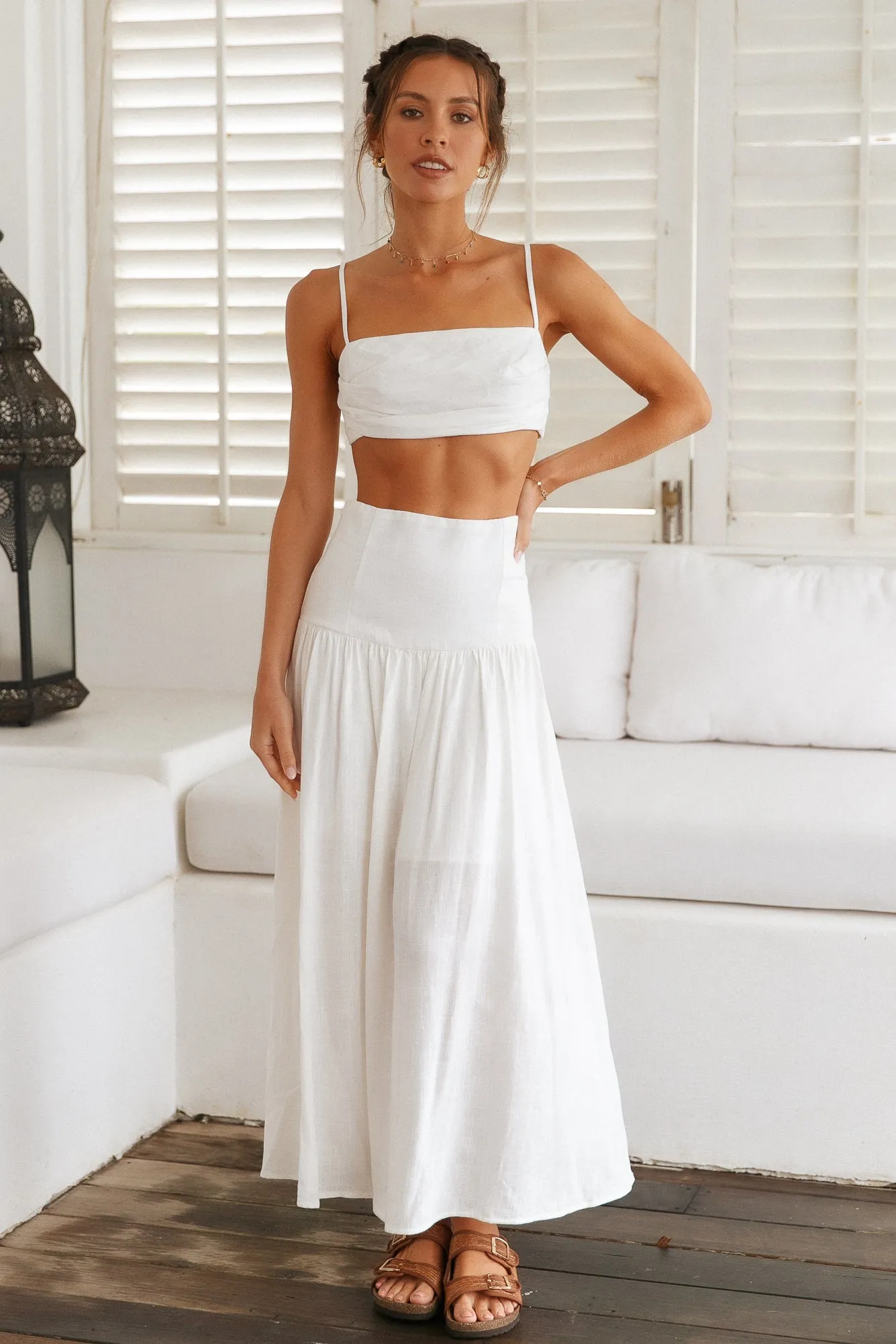 Natural Fragrance Maxi Skirt White