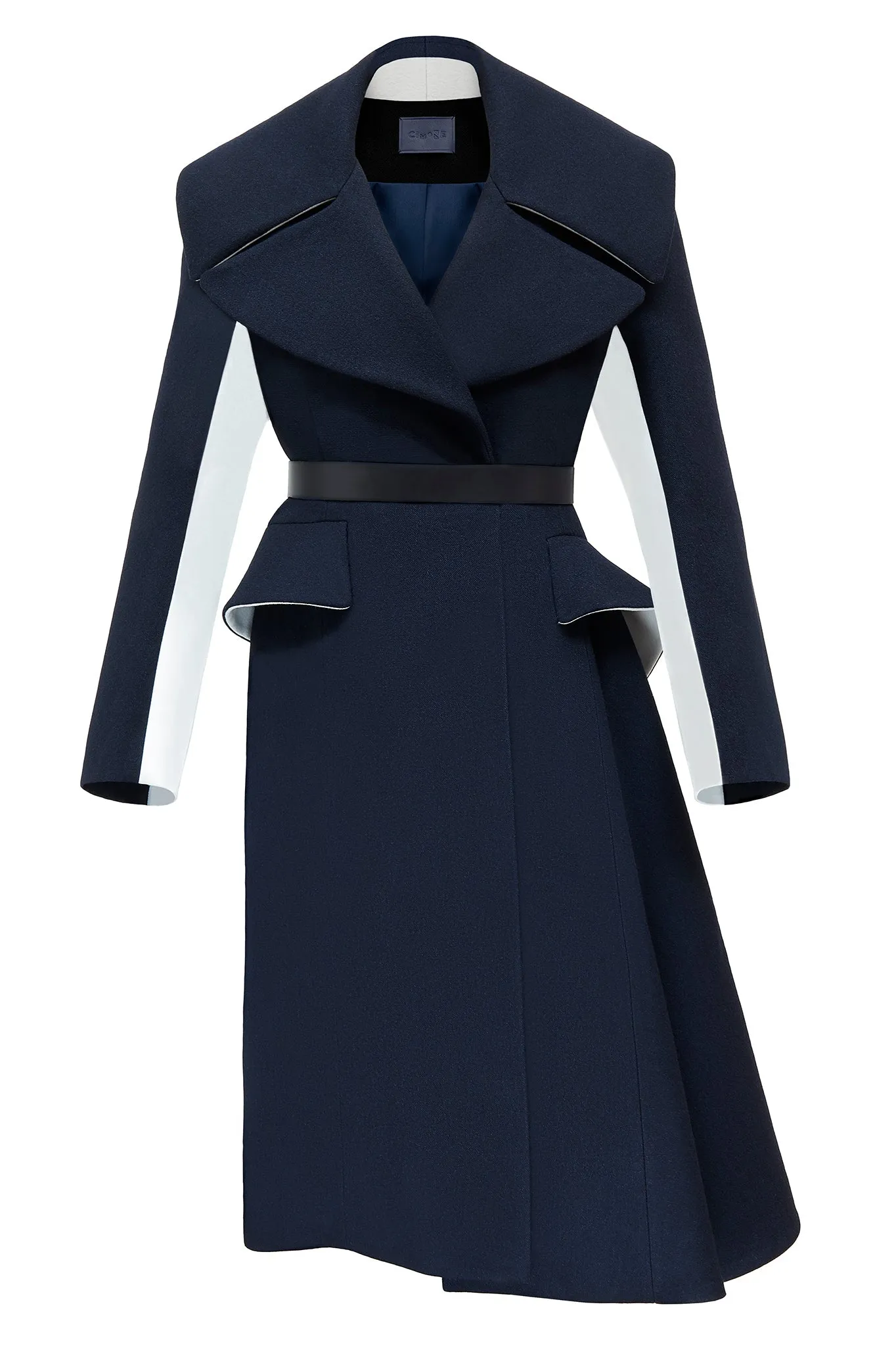 Navy Blue and White Wool "Siam" Coat