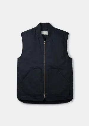 Navy Cotton Twill Gilet