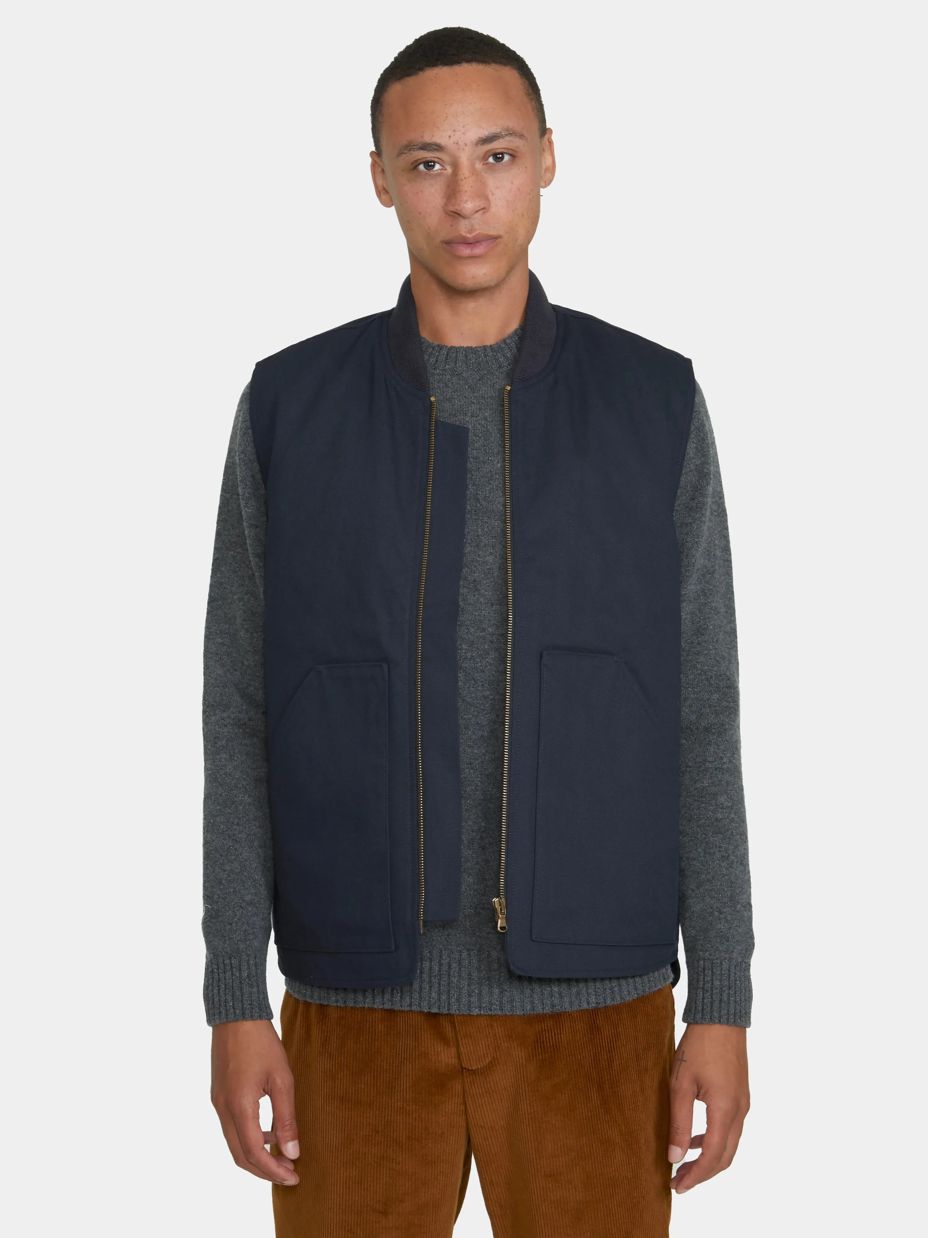 Navy Cotton Twill Gilet