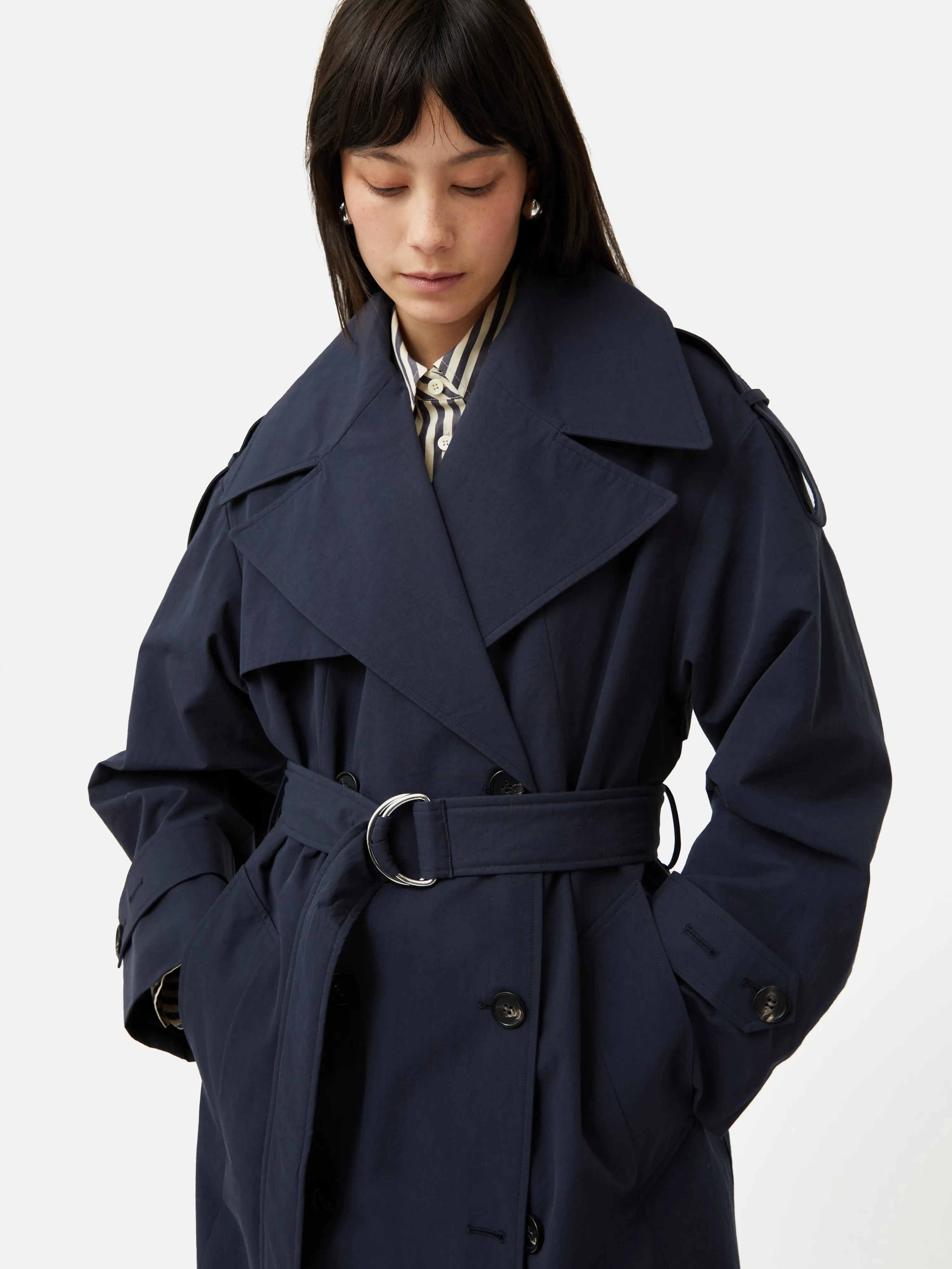 Nelson Cotton Trench Coat | Blue