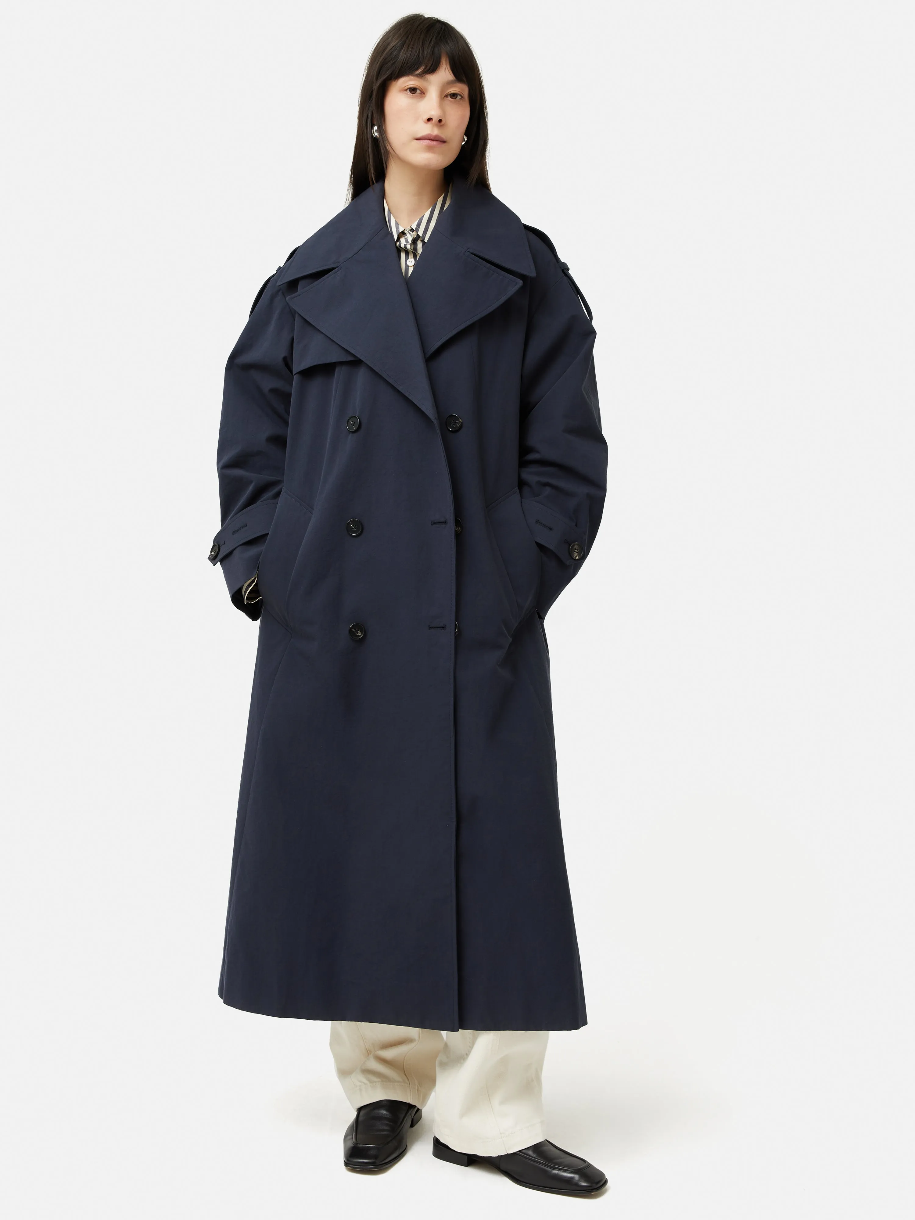 Nelson Cotton Trench Coat | Blue