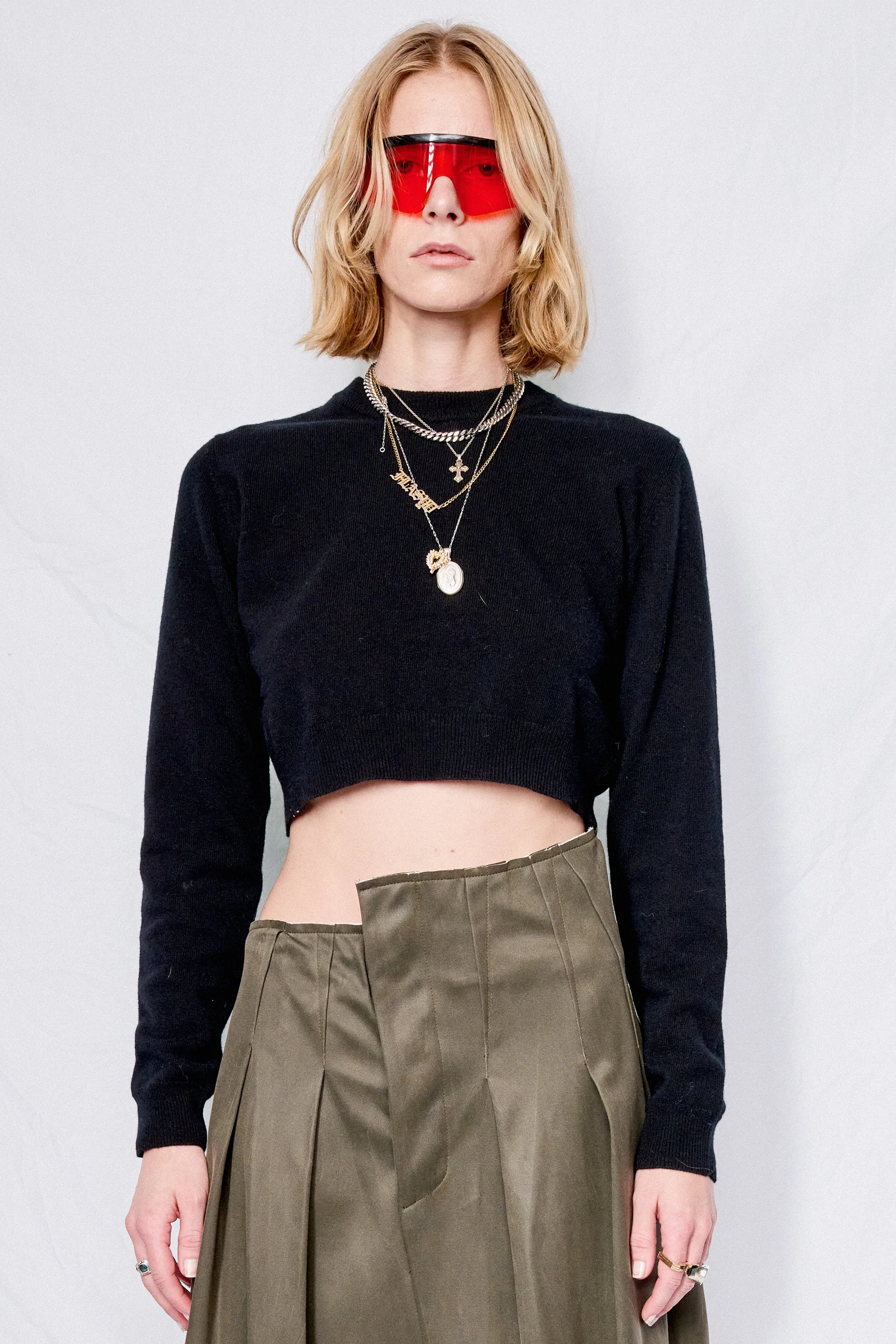 Nero Cropped Crewneck Sweater