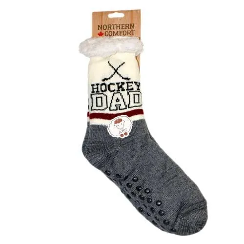 Northern Comfort "Hockey Dad" Sherpa-Lined Grip Men's Slipper Socks