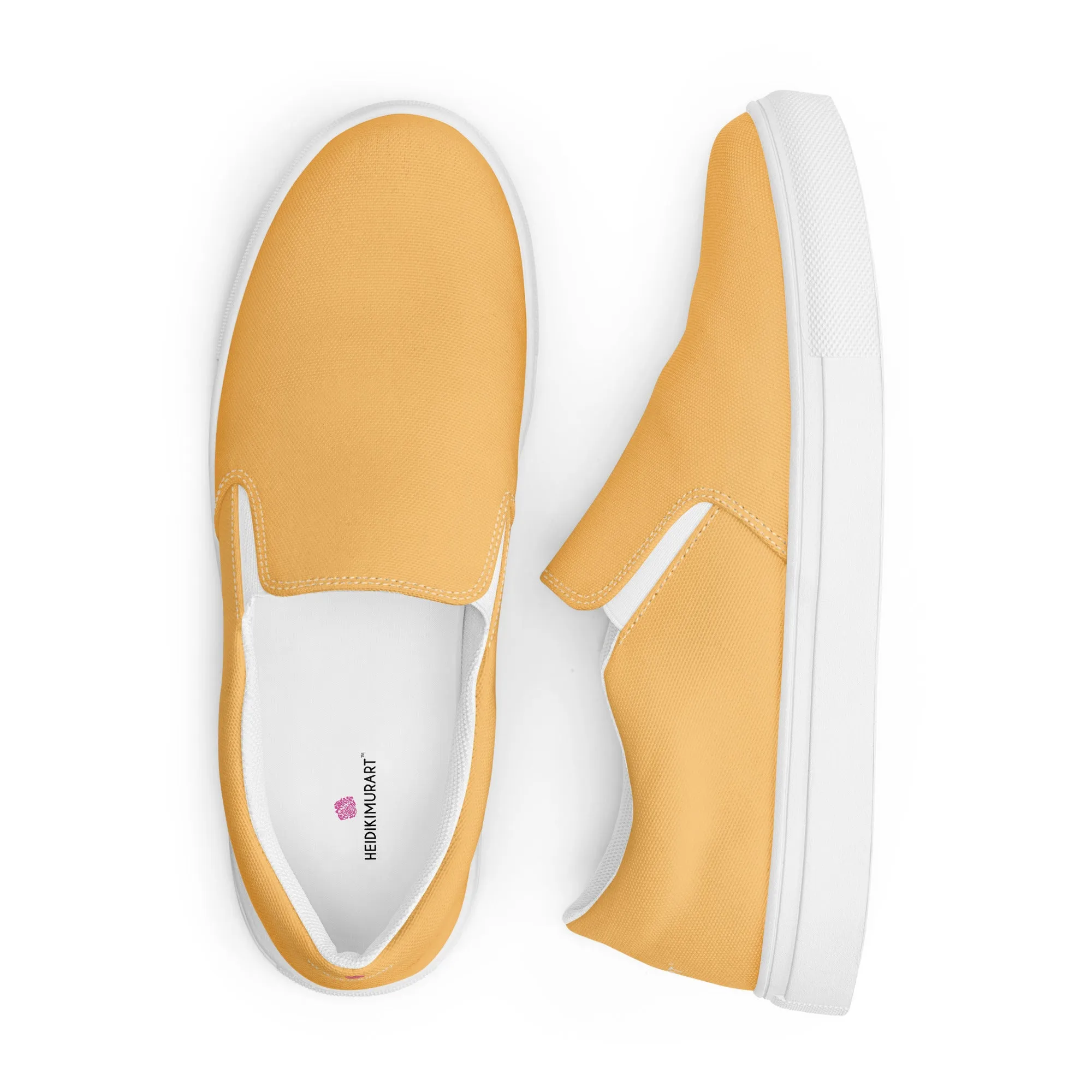 Pastel Yellow Men's Slips Ons, Solid Pale Yellow Color Best Casual Breathable Men’s Slip-on Canvas Shoes (US Size: 5-13)