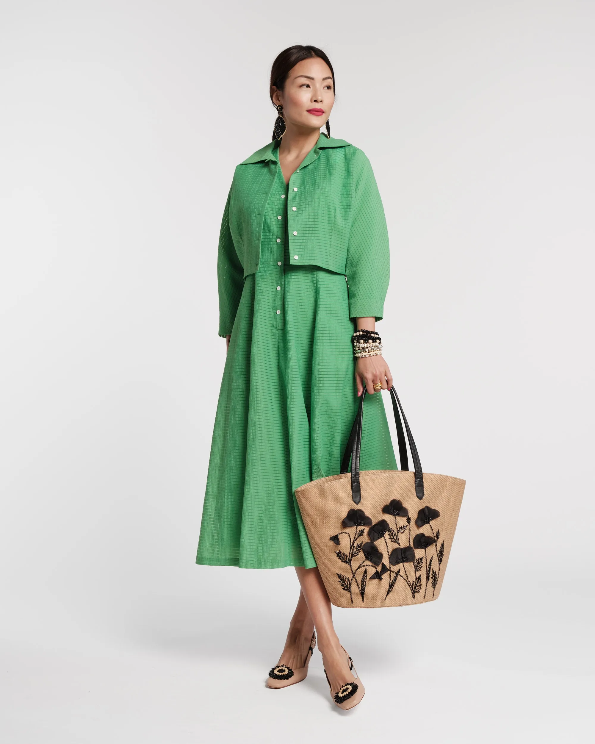 Peggy Midi Dress Set Cotton Green