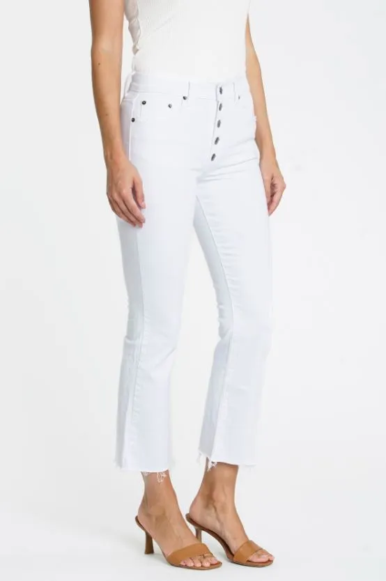 Pistola Crop Kick Flare White Denim