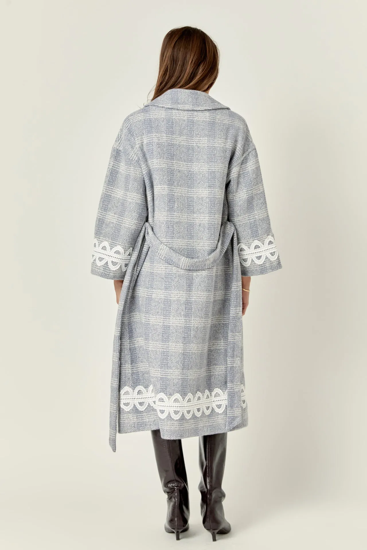 Premium Long Plaid Wrap Coat