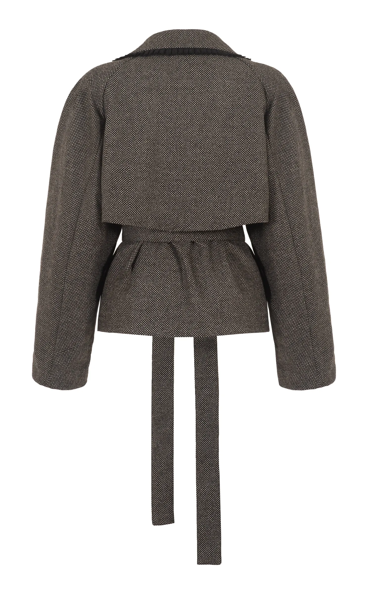 raging heart grey pure wool cropped trench coat