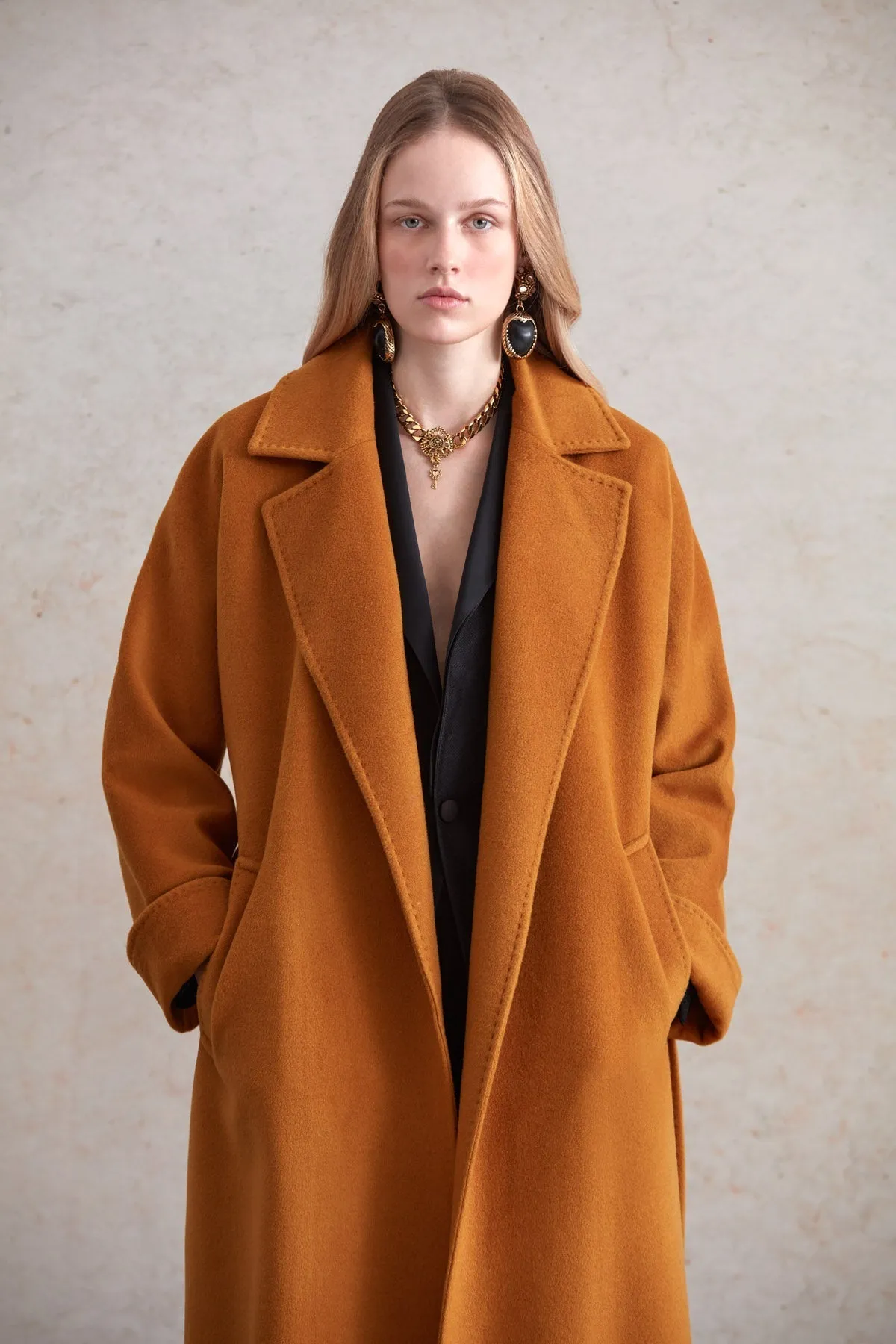 Regular Fit Diana Plain Belted Wool Coat