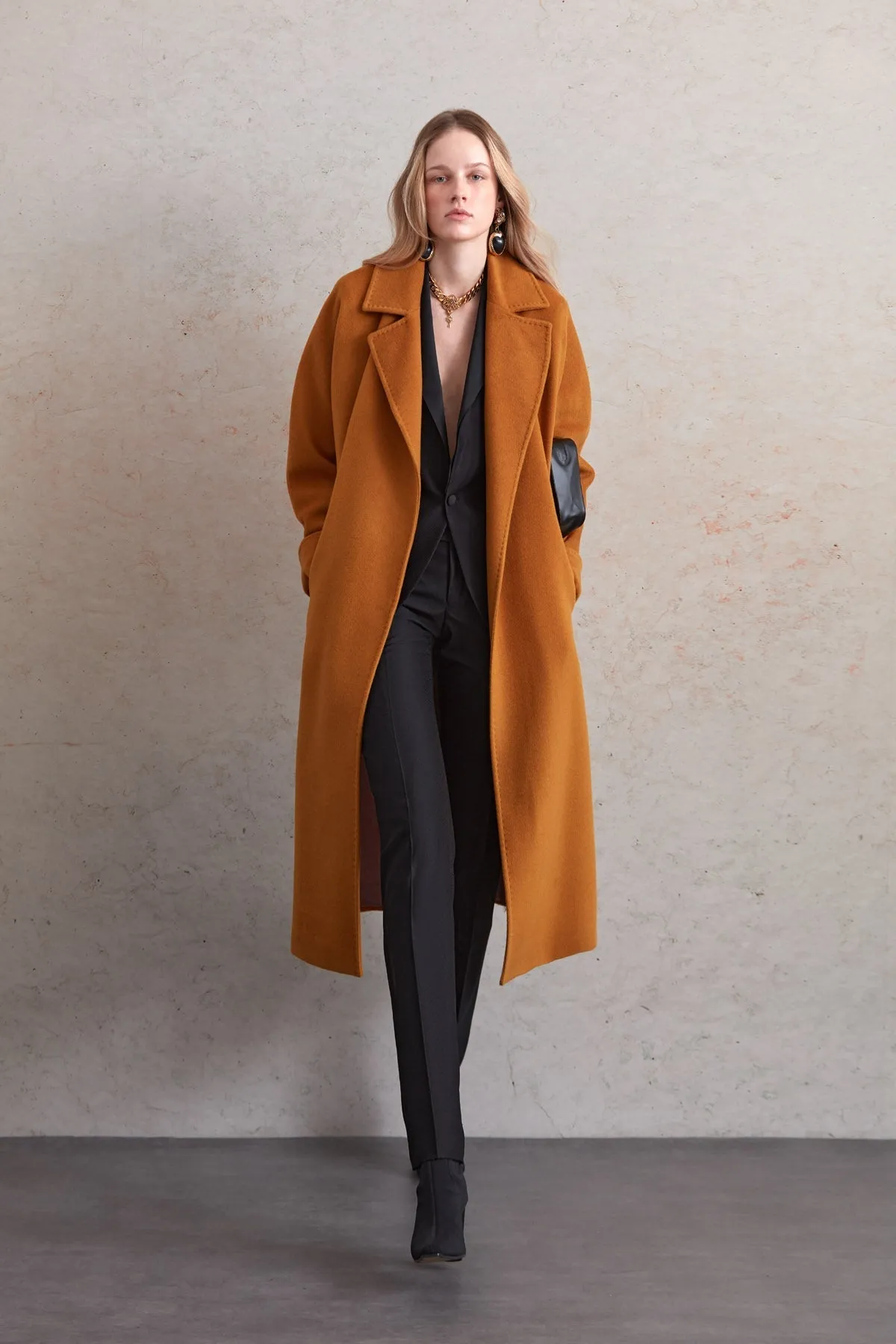 Regular Fit Diana Plain Belted Wool Coat