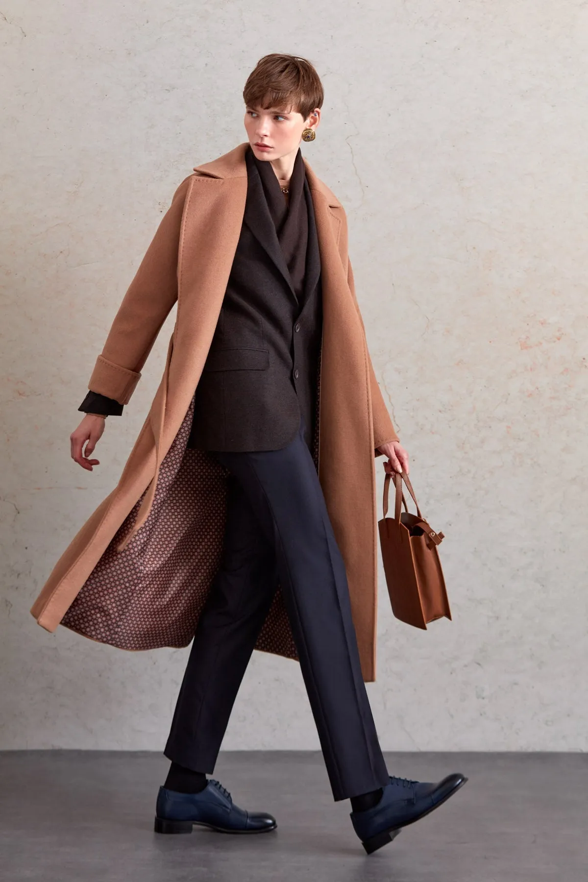 Regular Fit Diana Plain Belted Wool Coat