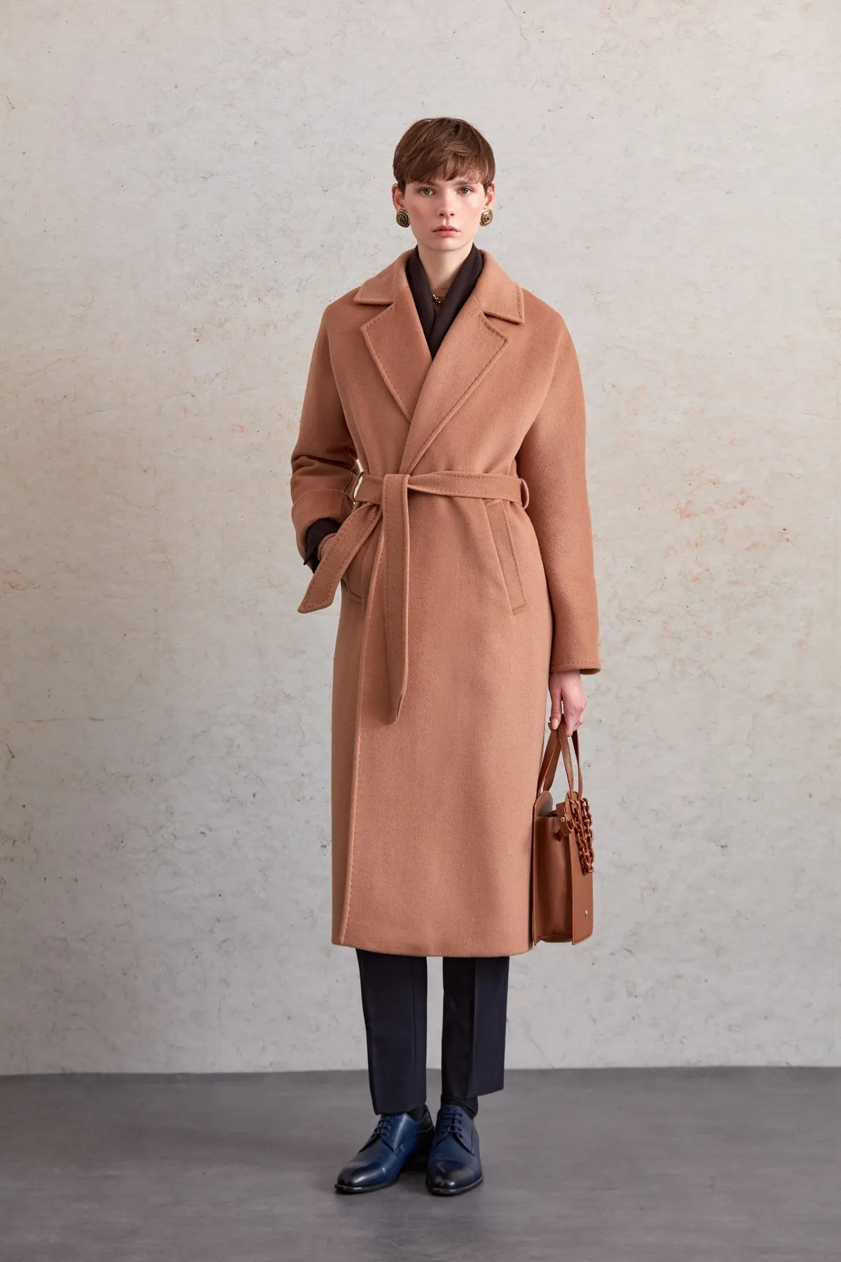 Regular Fit Diana Plain Belted Wool Coat