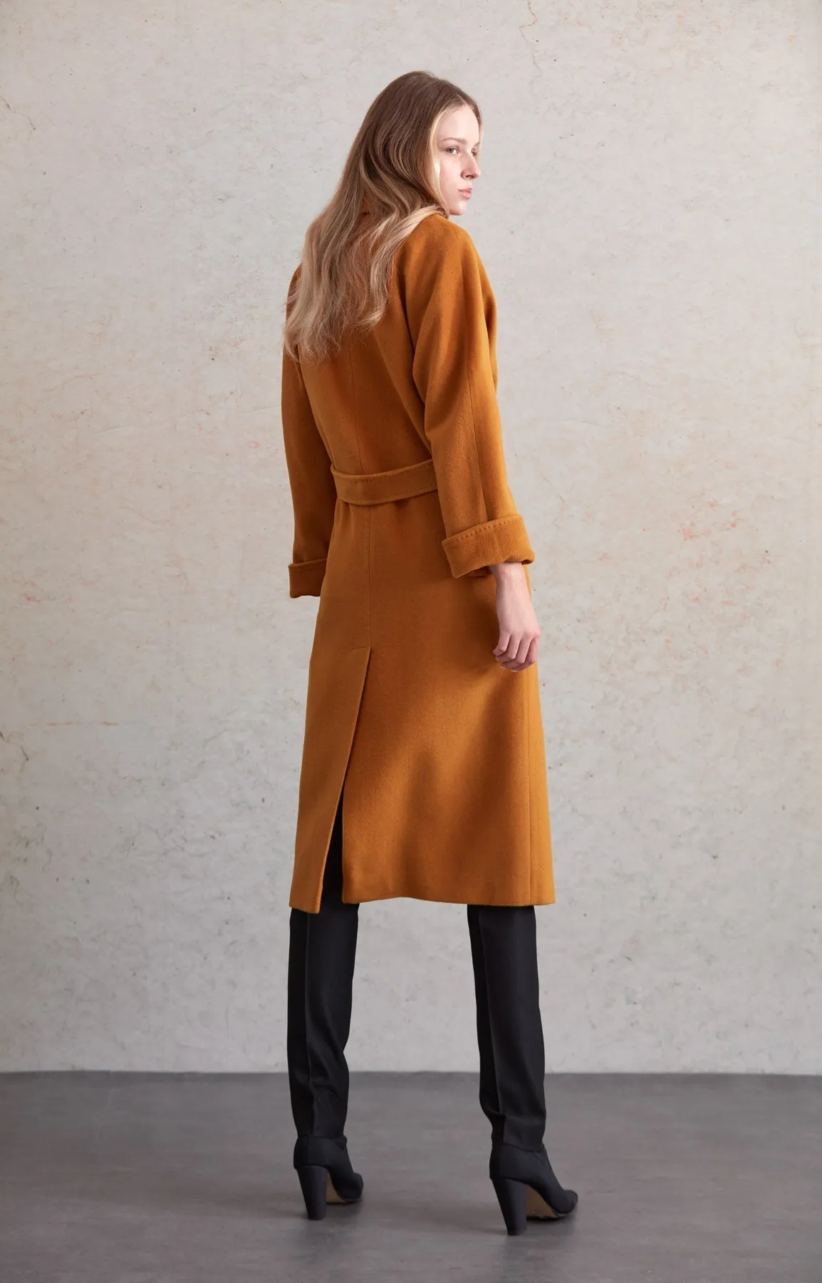 Regular Fit Diana Plain Belted Wool Coat