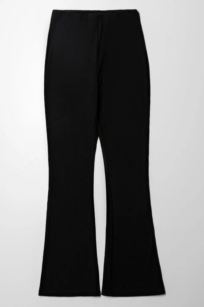 Rib Flare Leggings Black