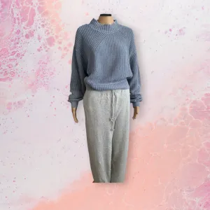 Ribbed Cropped Mock-Neck Sweater