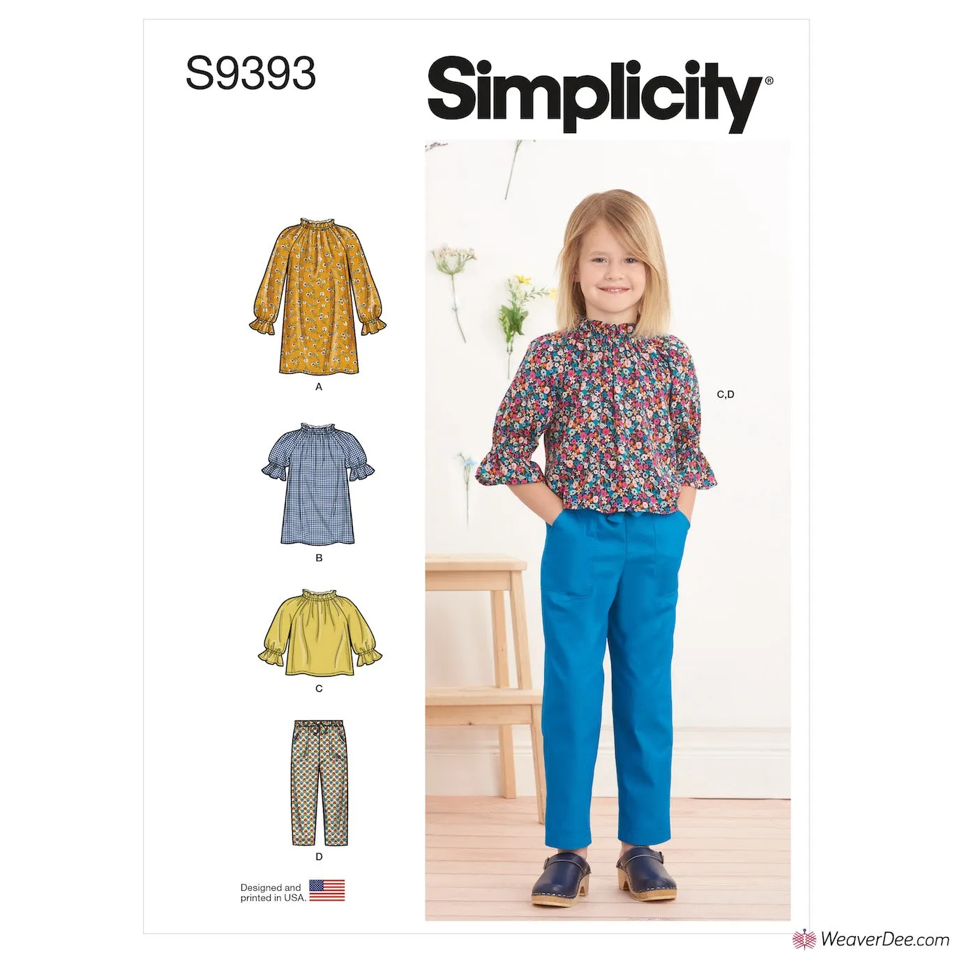 Simplicity Pattern S9393 Children's Dress, Tunic, Top & Trousers