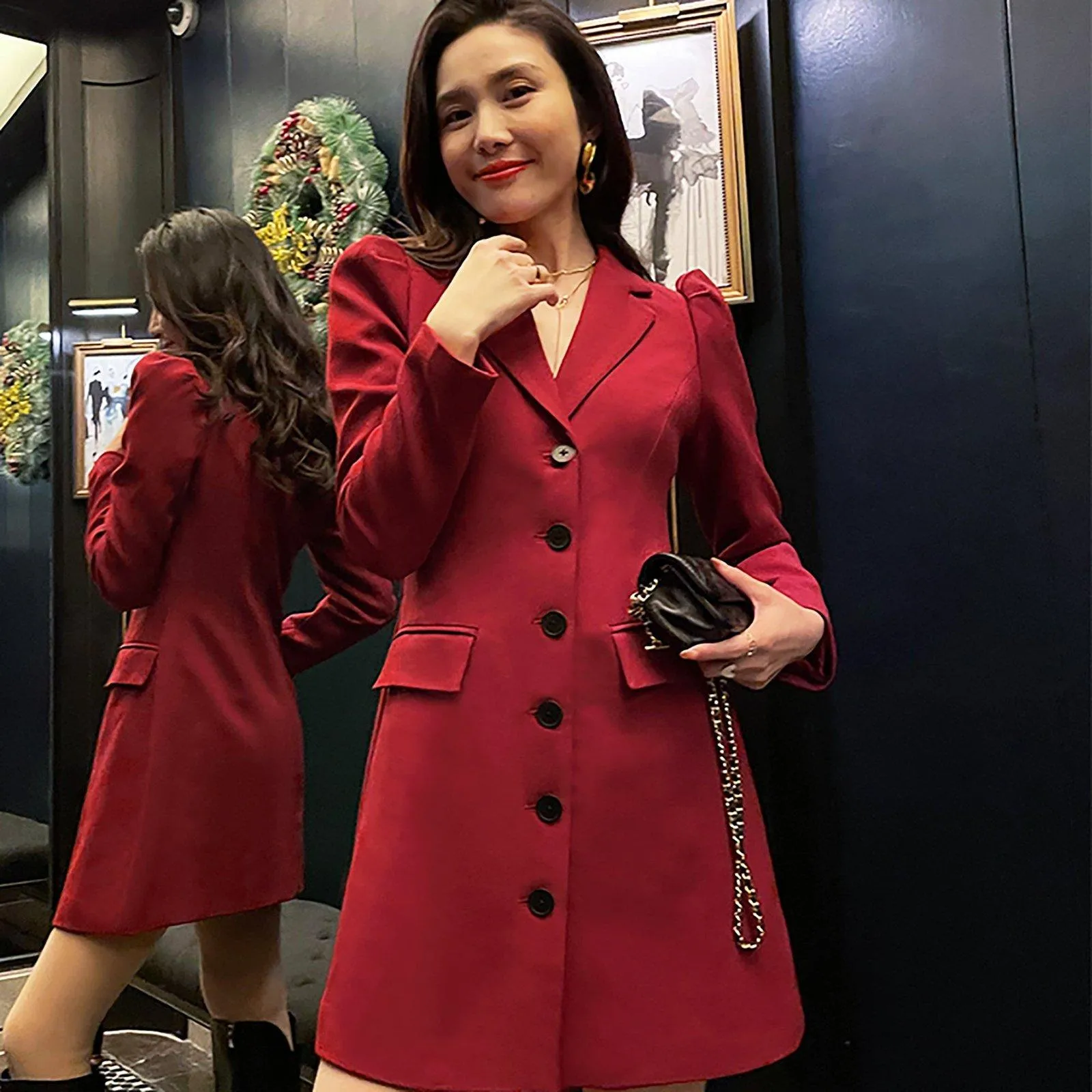 Single Breasted Thigh-Length Trench Coat