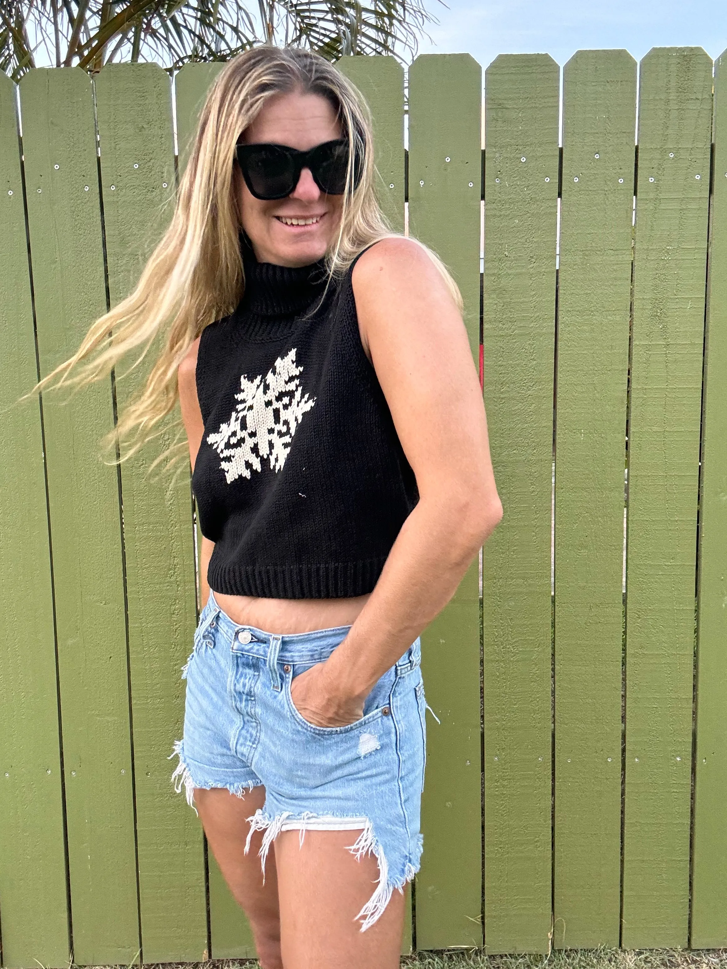 Snowflake knit sweater tank