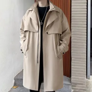 Solid Polyamide Zipper Trench Coat