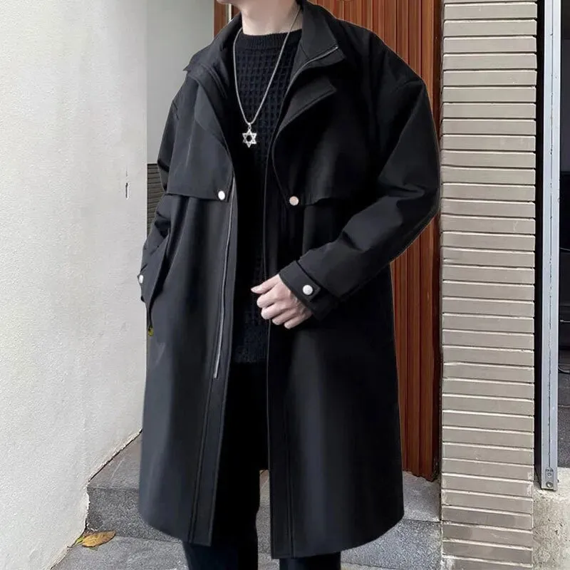 Solid Polyamide Zipper Trench Coat