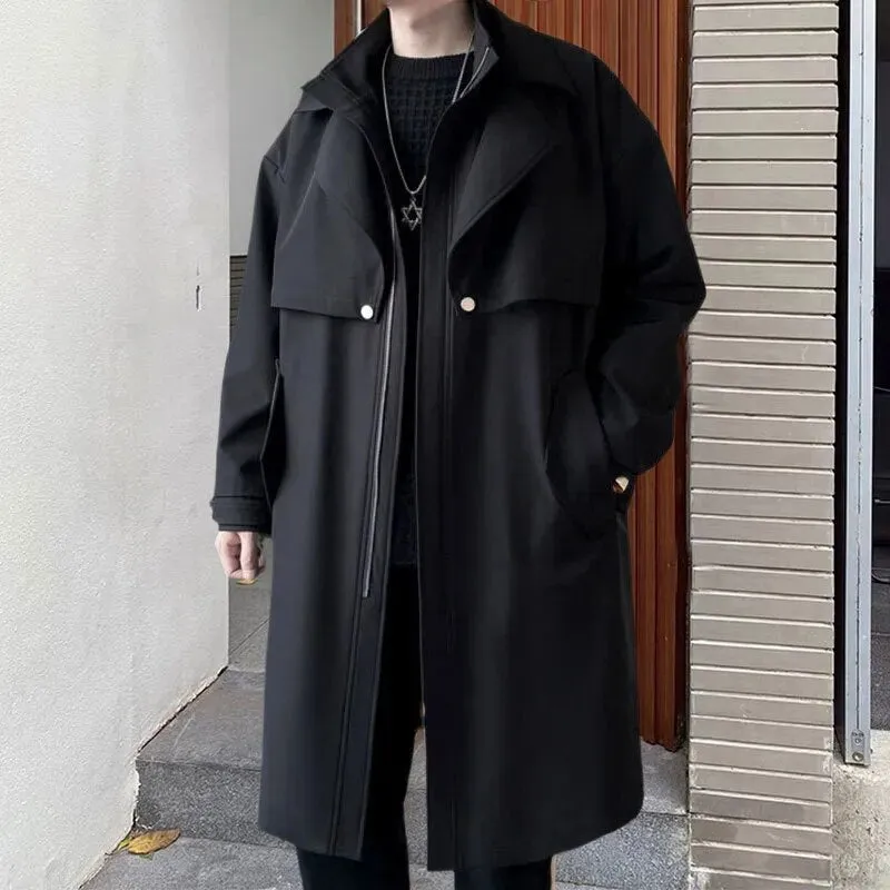 Solid Polyamide Zipper Trench Coat