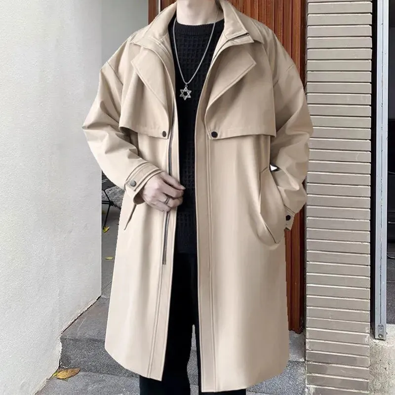 Solid Polyamide Zipper Trench Coat