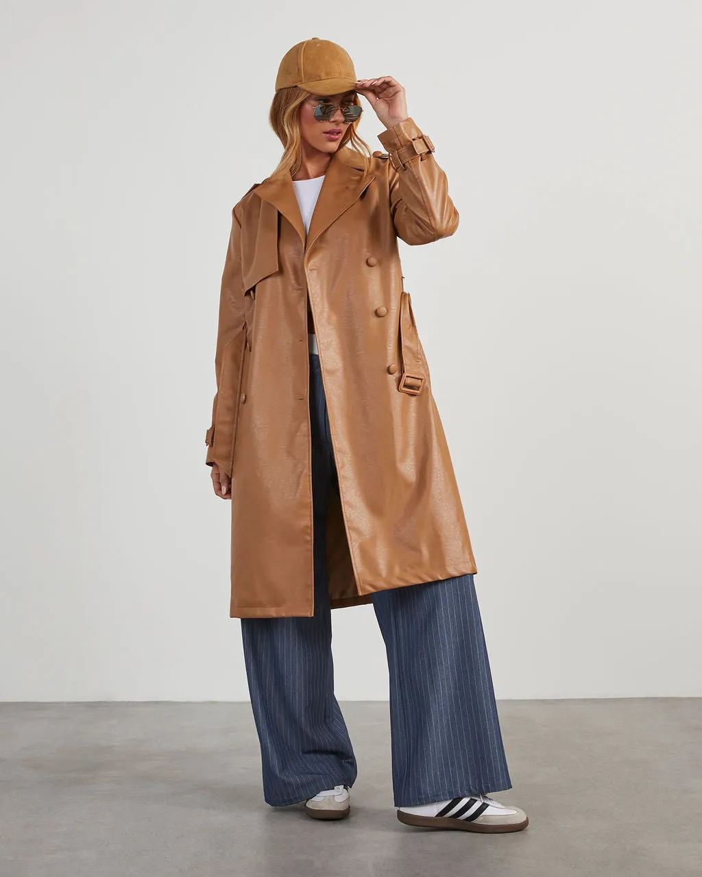 Stewart Vegan Leather Trench Coat