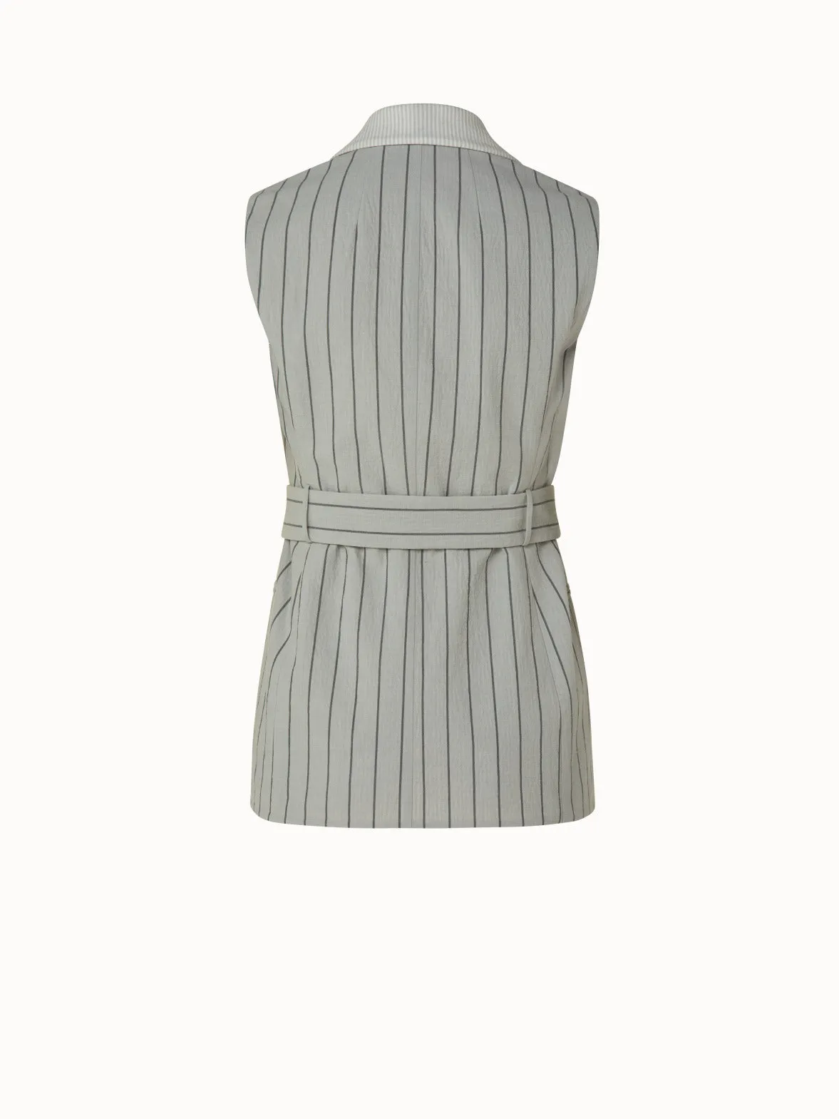 Striped Cotton Double-Face Faux Double-Breasted Gilet