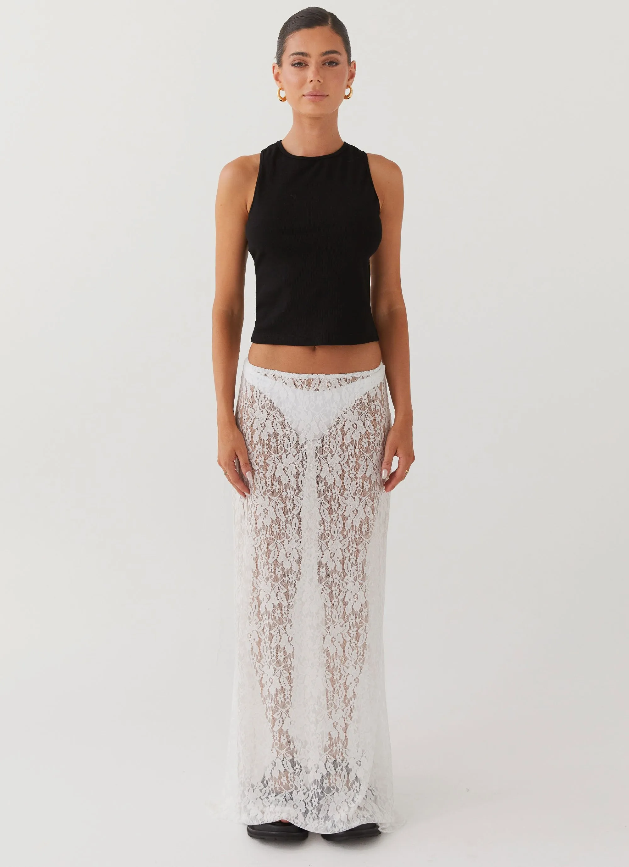 Sugar Sweet Lace Maxi Skirt - White