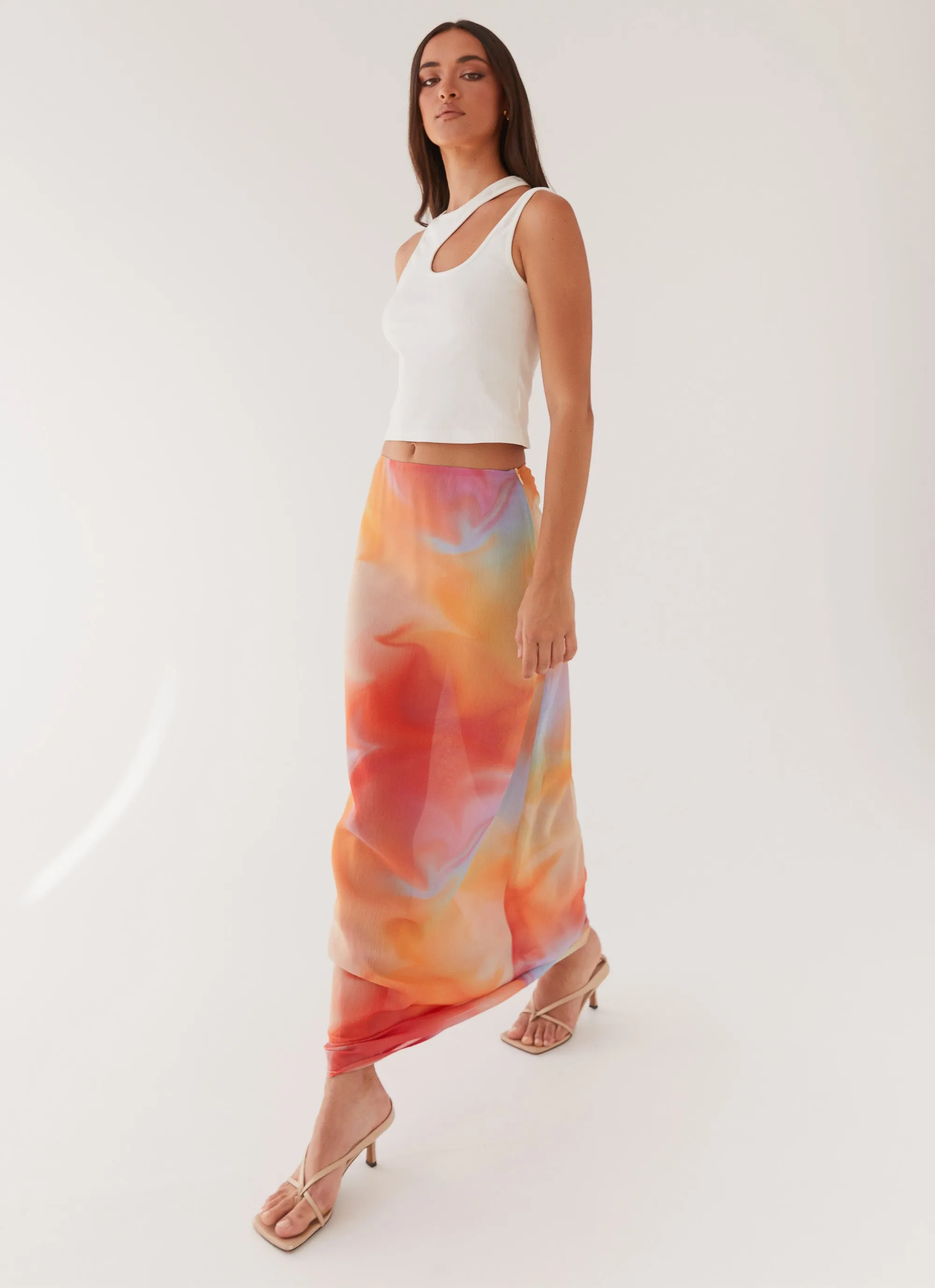 Sunlight Cascade Maxi Skirt - Rainbow Radiance